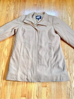 Lands' End Women's Beige Wool-Blend Coat